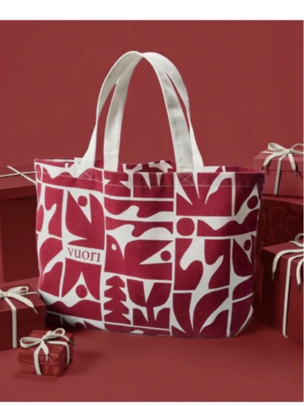 Vuori Strawberry Vuori Limited Edition Holiday Tote White Graphic Canvas Tote